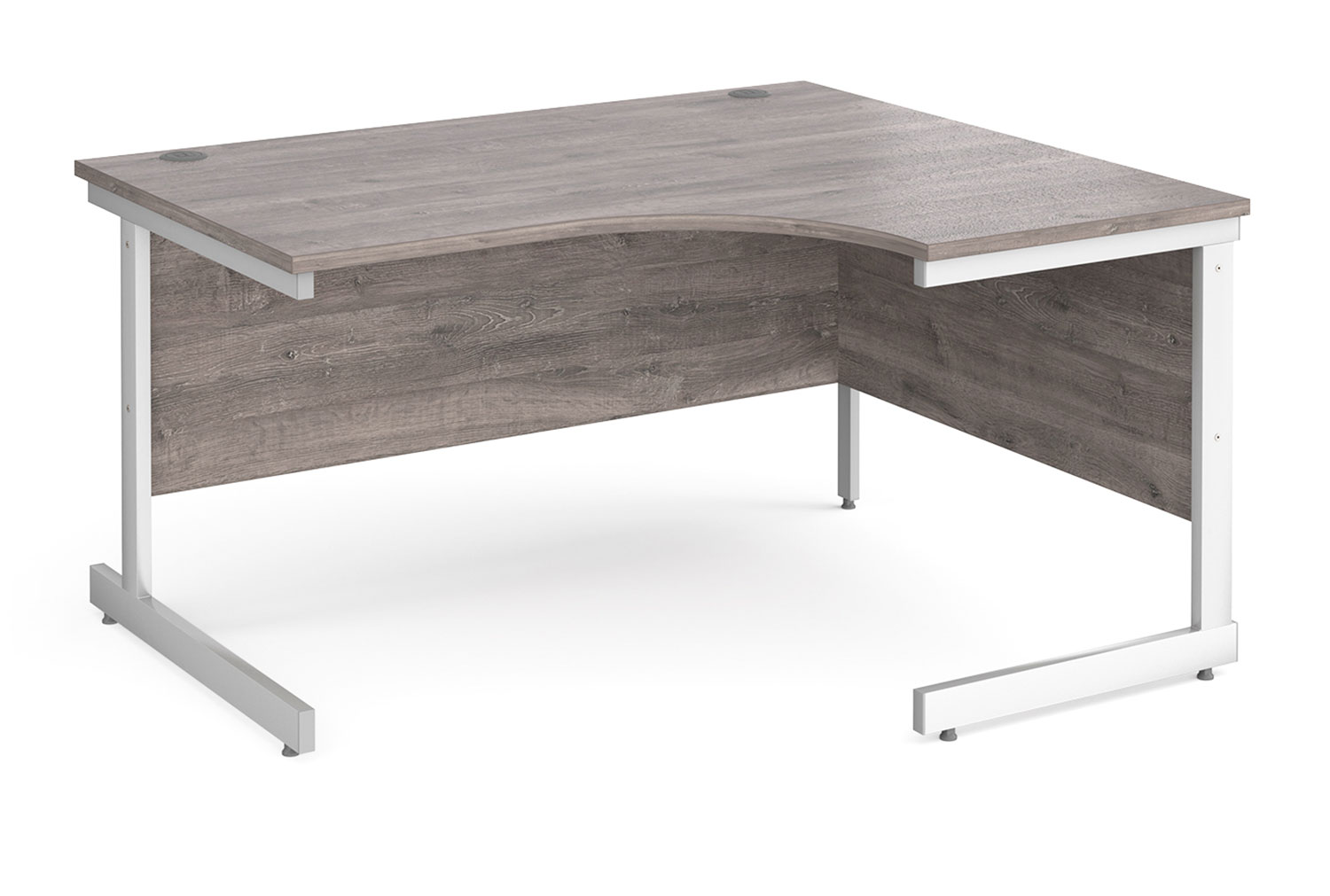 All Grey Oak C-Leg Ergonomic Office Desk Right, 140wx120/80dx73h (cm)