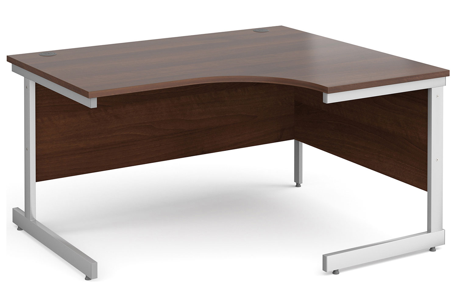 Thrifty Next-Day Right Hand Ergonomic Office Desk Walnut, 140wx120/80dx73h (cm), Express Delivery