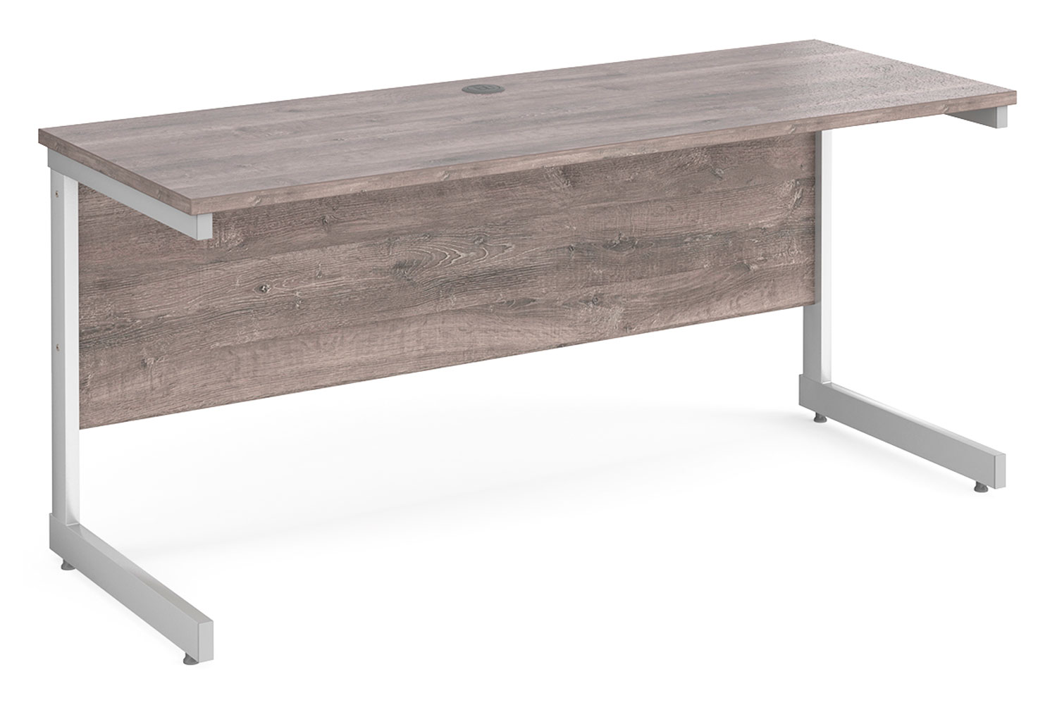 All Grey Oak C-Leg Narrow Rectangular Office Desk, 160w60dx73h (cm), Fully Installed