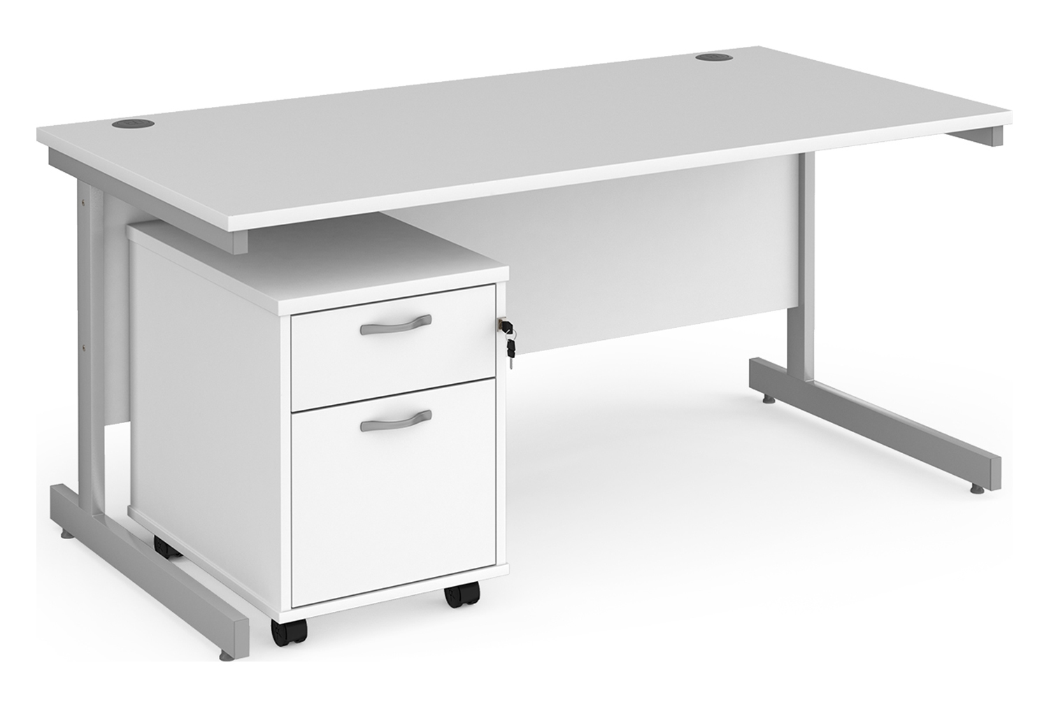 Thrifty Next-Day Office Desk Bundle Deal 1 White, 160wx80dx73h (cm), Express Delivery