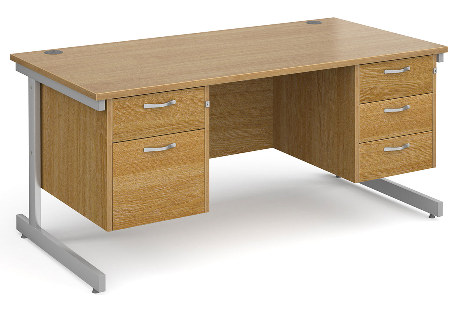 Thrifty Next-Day Rectangular Office Desk 2+3 Drawers Oak, 160wx80dx73h (cm), Express Delivery