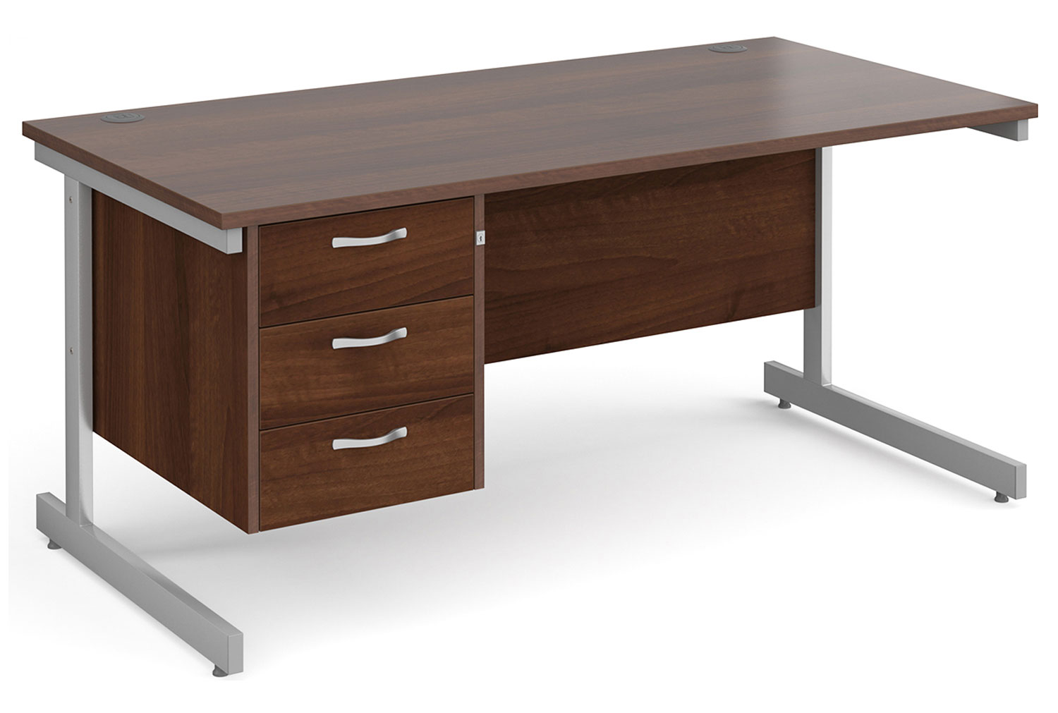 All Walnut C-Leg Clerical Office, Office Desk 3 Drawer, 160wx80dx73h (cm), Express Delivery