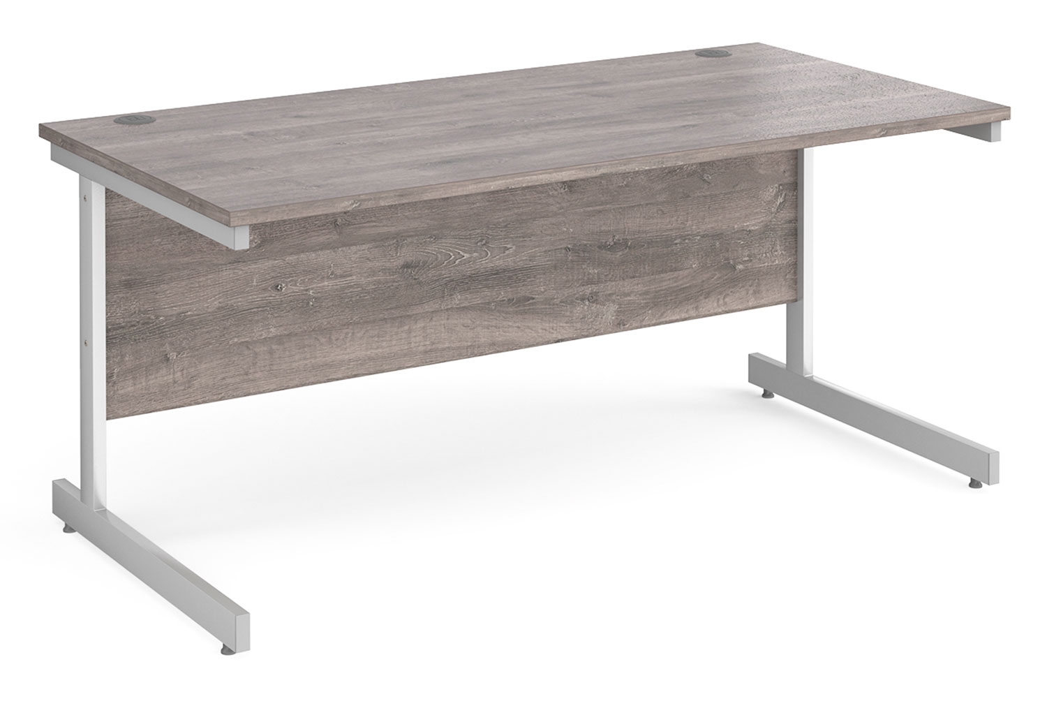 Thrifty Next-Day Rectangular Office Desk Grey Oak, 160wx80dx73h (cm), Express Delivery