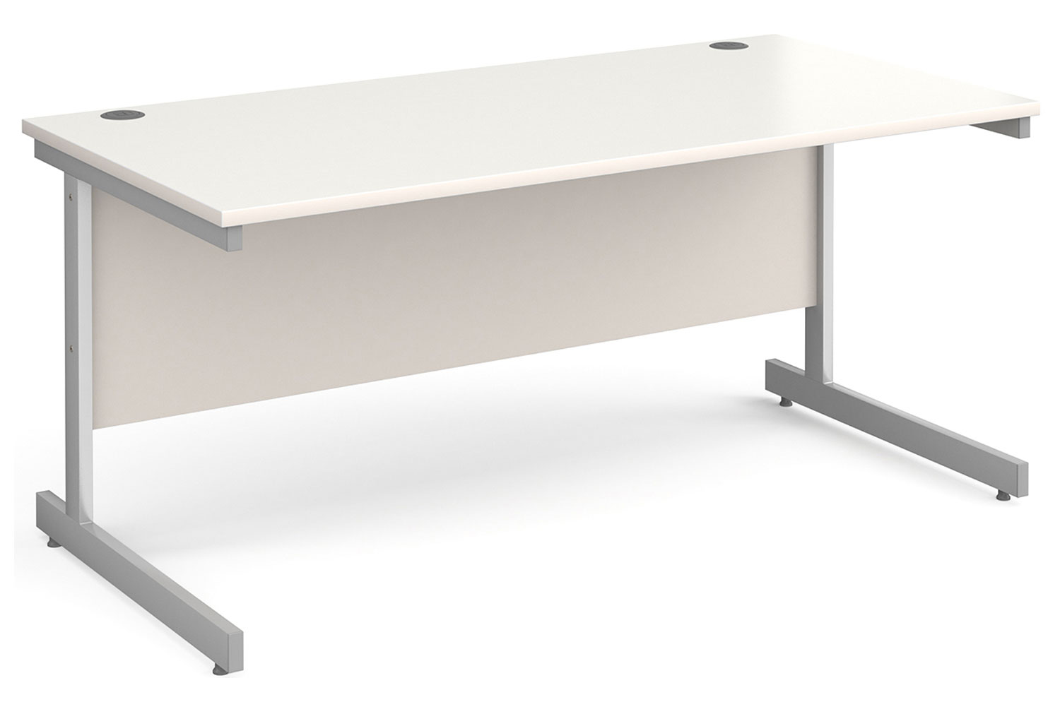 All White C-Leg Rectangular Office Desk, 160wx80dx73h (cm), Fully Installed