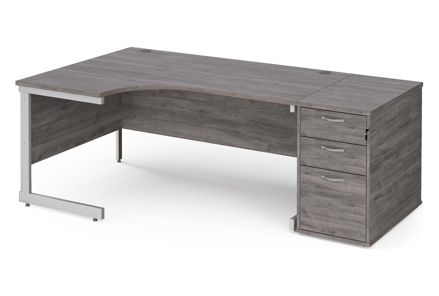 All Grey Oak Office Desk Bundle Deal 17, 160wx120/80dx73h (cm), Fully Installed