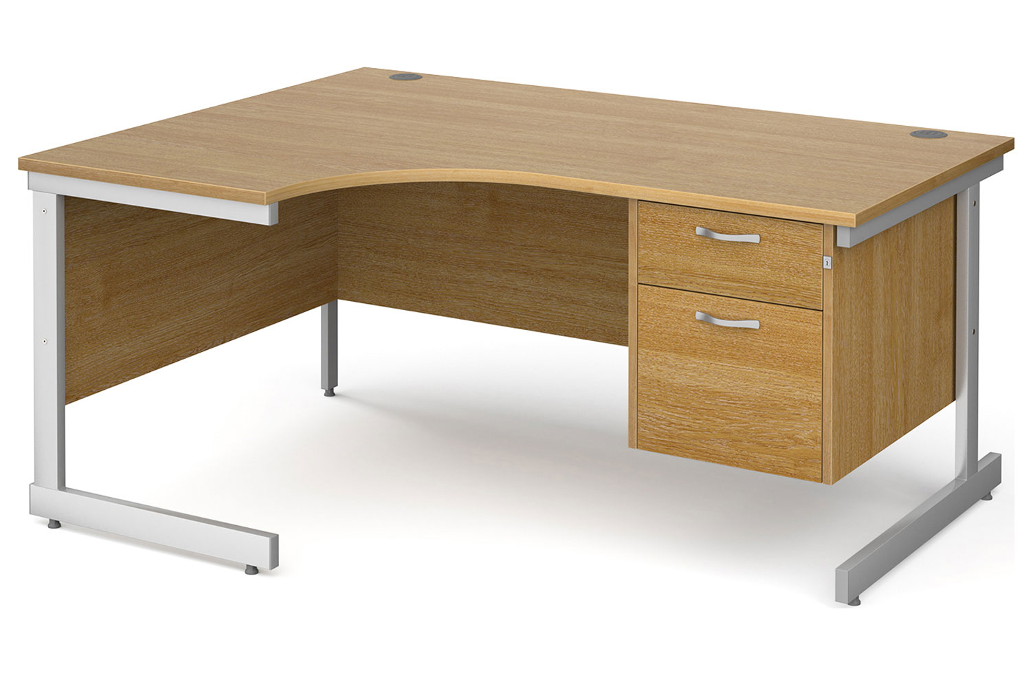 Tully I Left Hand Ergonomic Office Desk 2 Drawers, 160wx120/80dx73h (cm), Oak, Fully Installed