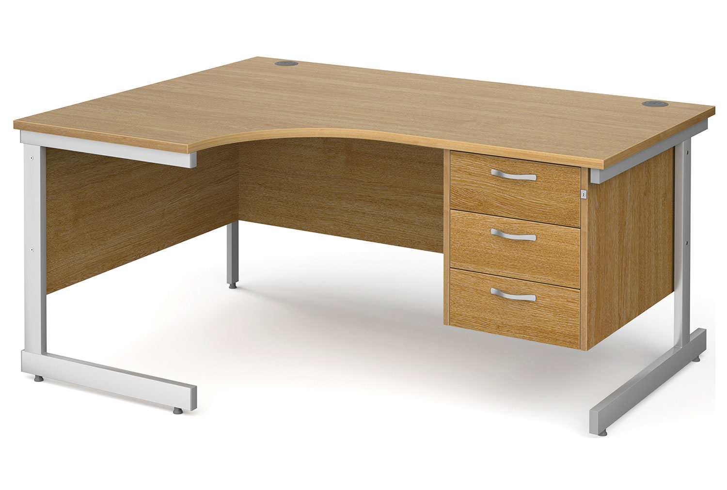 Tully I Left Hand Ergonomic Office Desk 3 Drawers, 160wx120/80dx73h (cm), Oak, Fully Installed