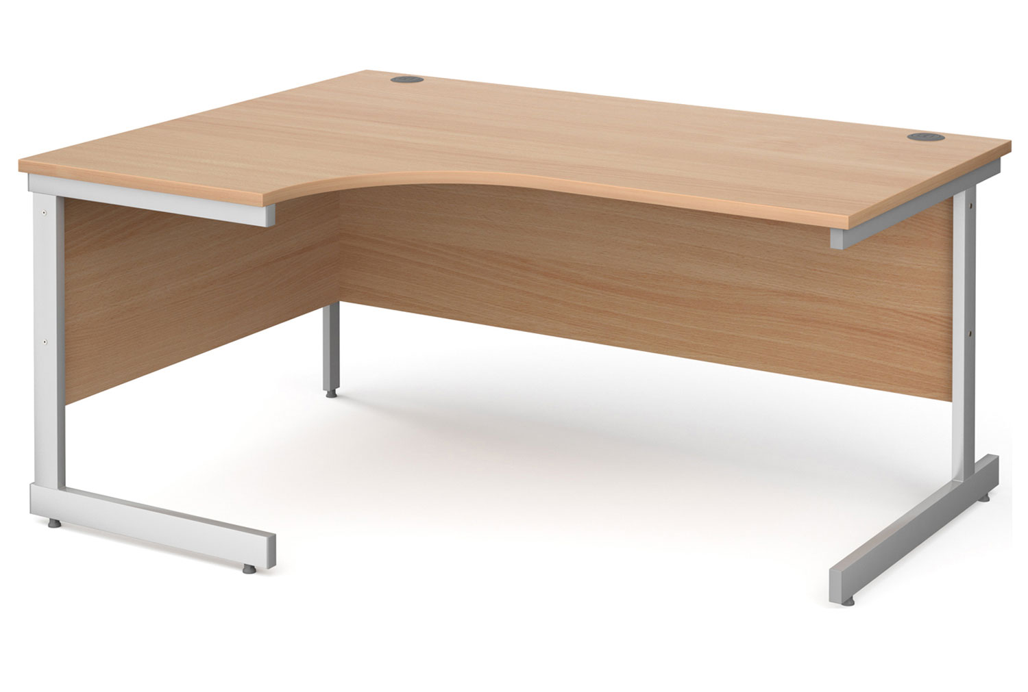 Thrifty Next-Day Left Hand Ergonomic Office Desk Beech, 160wx120/80dx73h (cm), Express Delivery