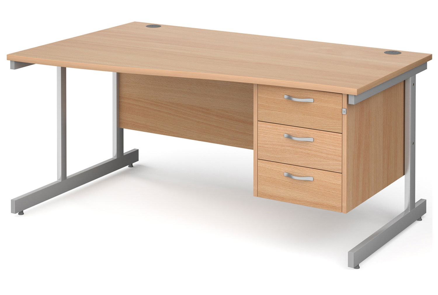 Tully I Left Hand Wave Office Desk 3 Drawers, 160wx99/80dx73h (cm), Beech, Express Delivery