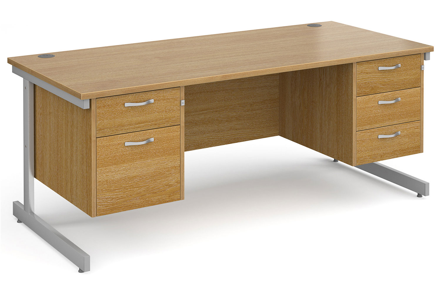 Tully I Rectangular Office Desk 2+3 Drawers, 180wx80dx73h (cm), Oak, Fully Installed