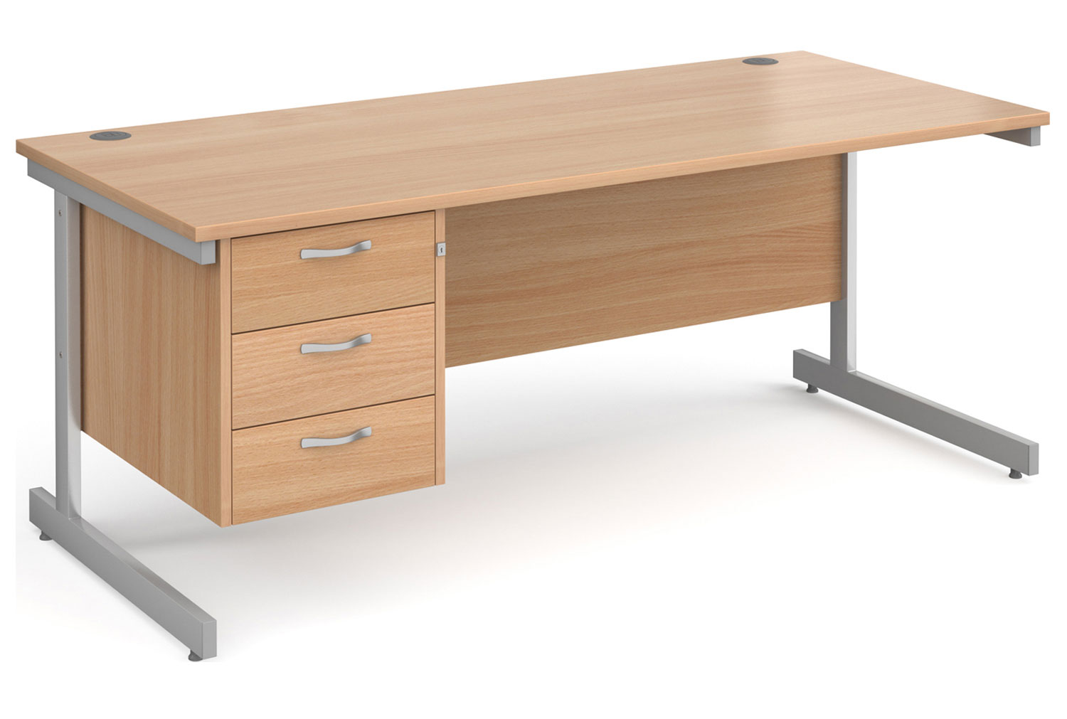 Tully I Rectangular Office Desk 3 Drawers, 180wx80dx73h (cm), Beech
