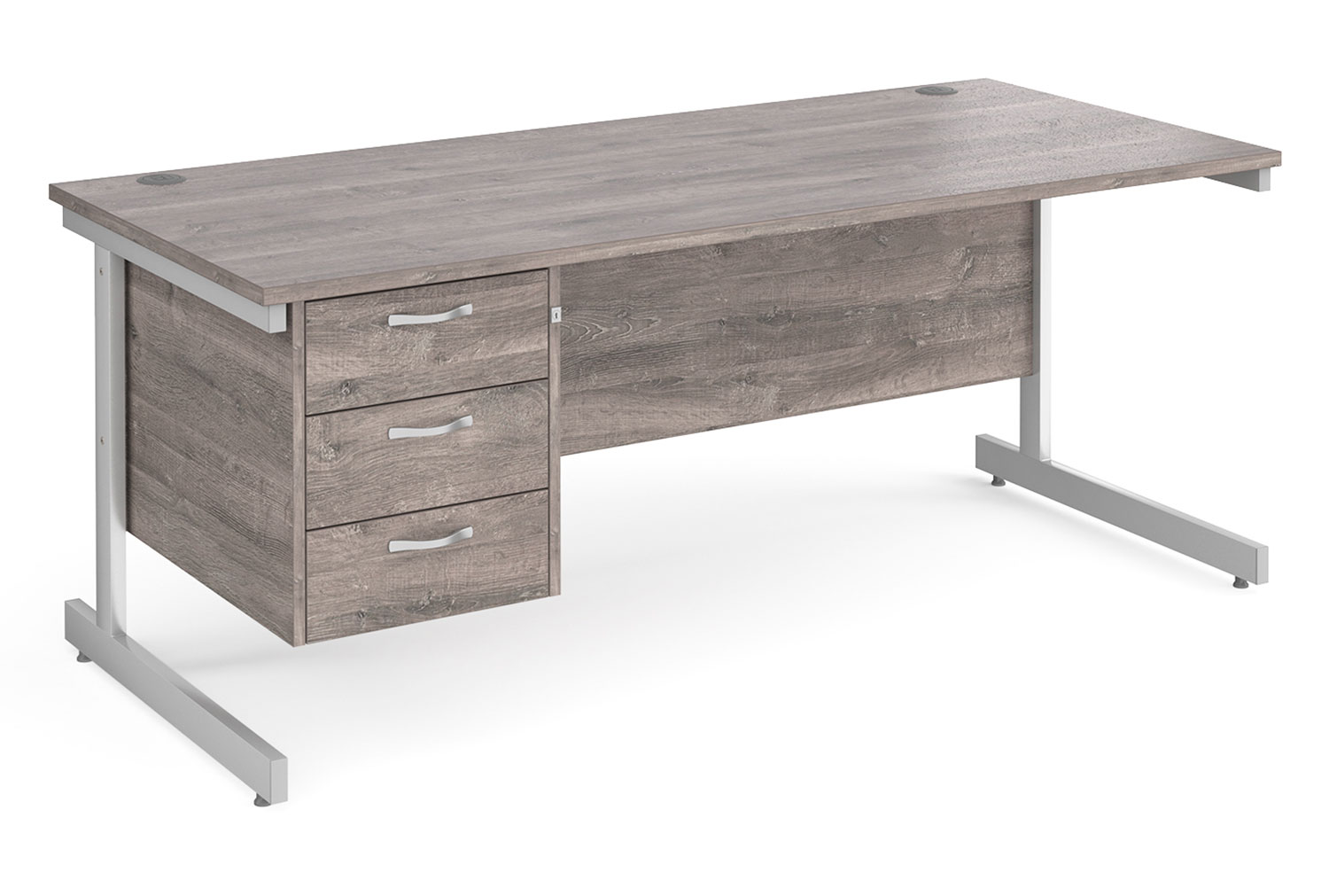 Tully I Rectangular Office Desk 3 Drawers, 180wx80dx73h (cm), Grey Oak, Express Delivery