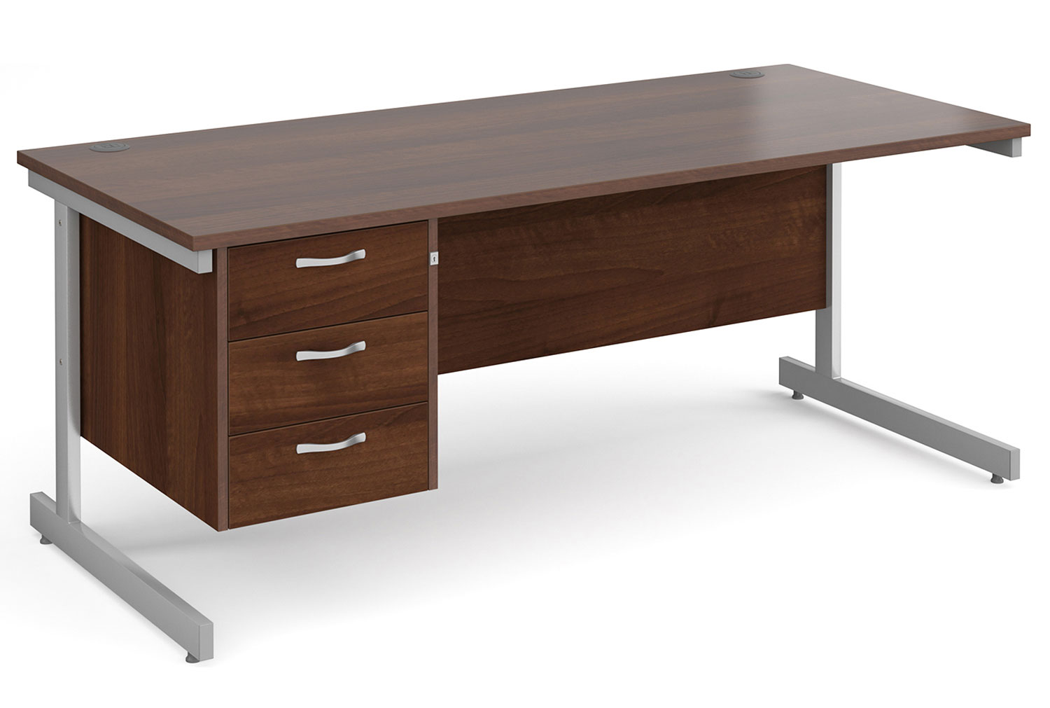 All Walnut C-Leg Clerical Office Desk 3 Drawer, 180wx80dx73h (cm), Fully Installed