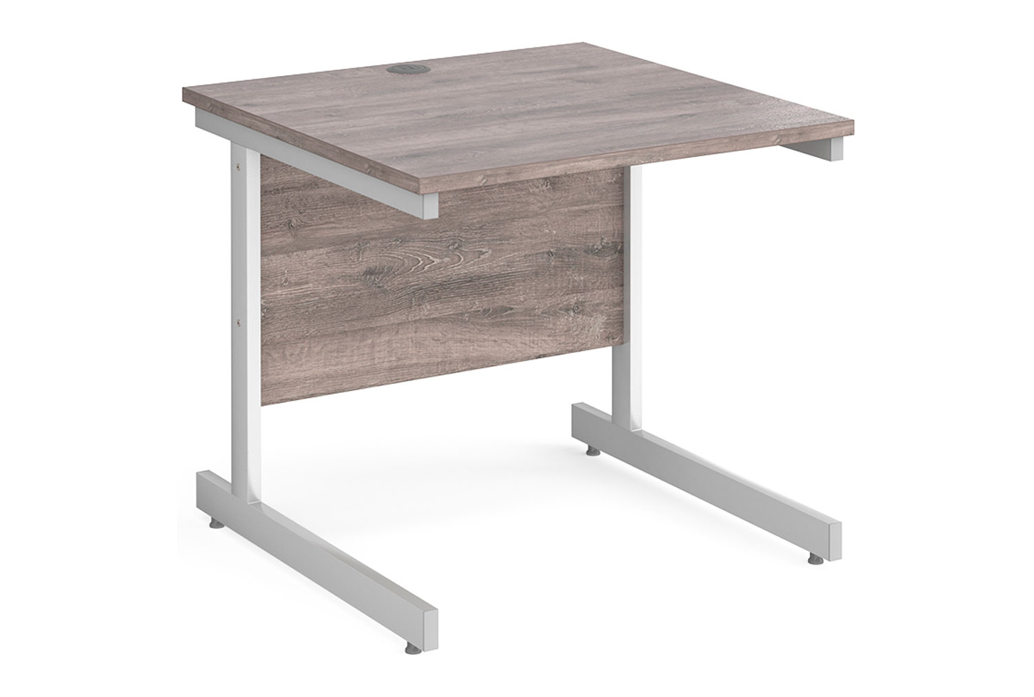 Thrifty Next-Day Rectangular Office Desk Grey Oak, 80wx80dx73h (cm), Express Delivery