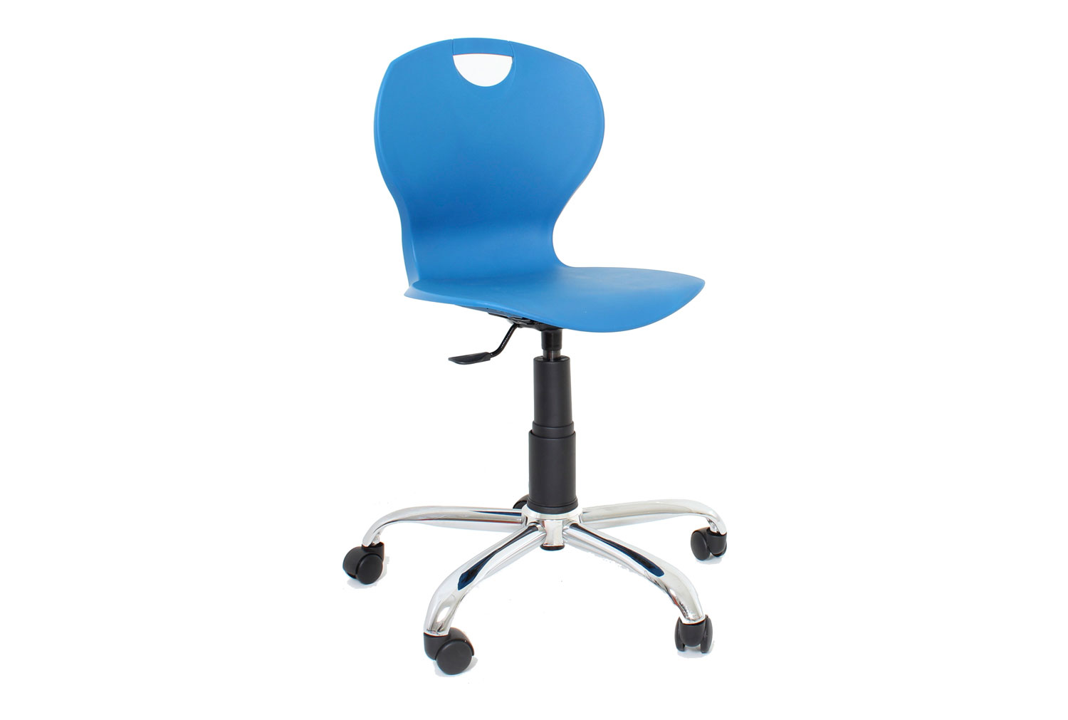 Qty 4 - Evo Poly Swivel Classroom Chairs, Black Frame, Ocean