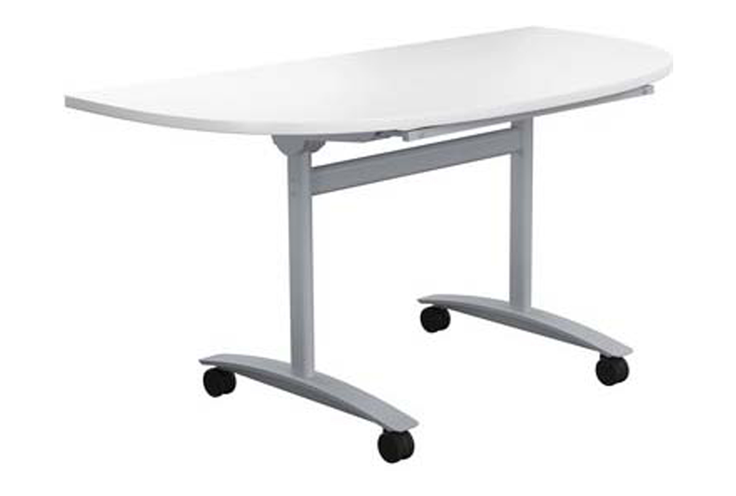 Pivot Semi Circular Flip Top Table, 160wx80dx72h (cm), White