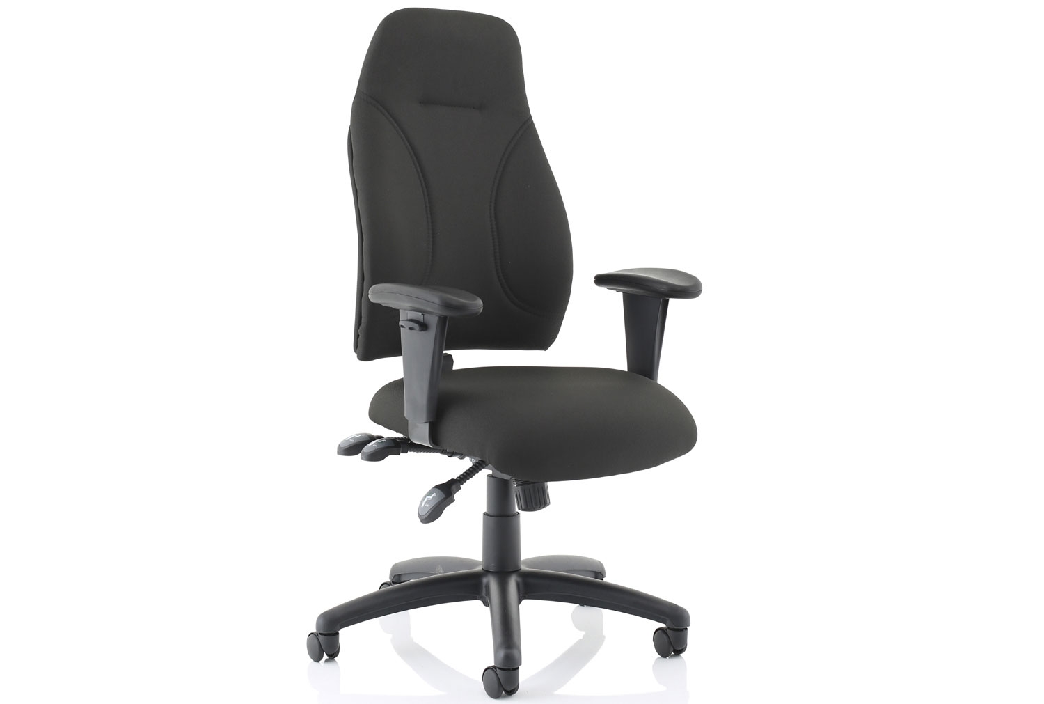 Asinaro Black Fabric Posture Office Chair (Adjustable Arms), Express Delivery