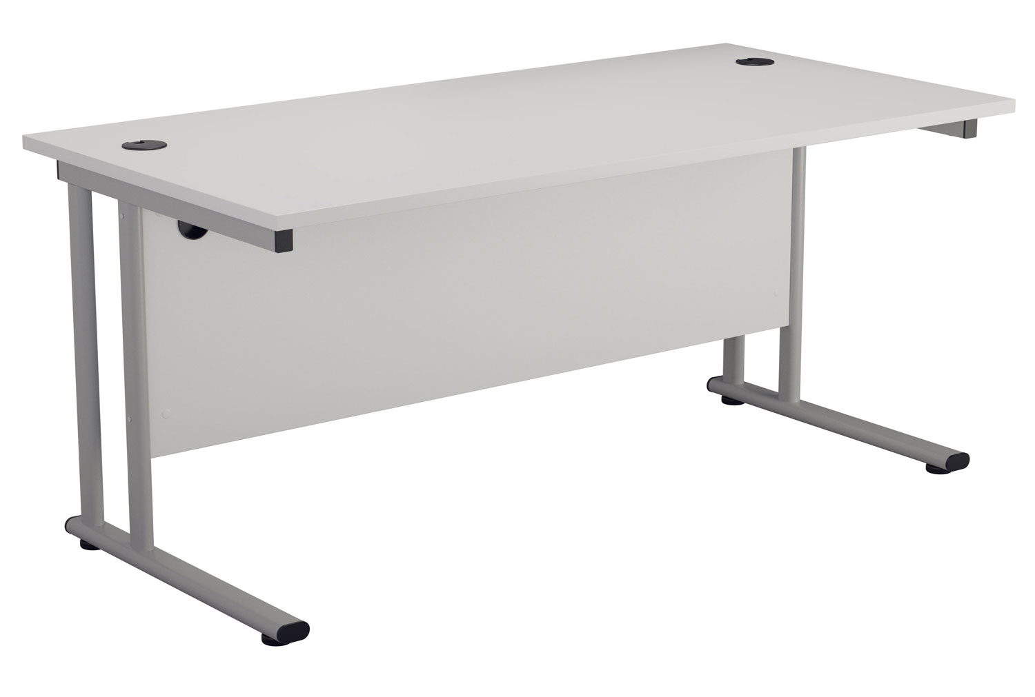 Impulse Rectangular Office Desk, 160wx80dx73h (cm), Silver Frame, White