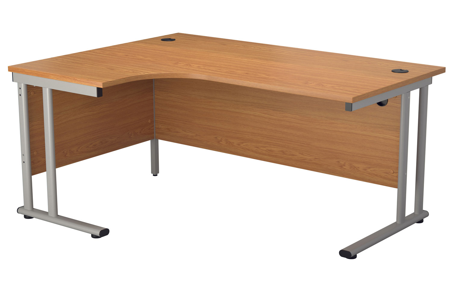 Impulse Left Hand Ergonomic Office Desk, 160wx120/80dx73h (cm), Silver Frame, Nova Oak, Express Delivery