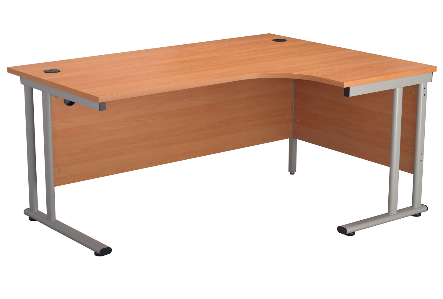Impulse Right Hand Ergonomic Office Desk, 160wx120/80dx73h (cm), Silver Frame, Warm Beech, Express Delivery