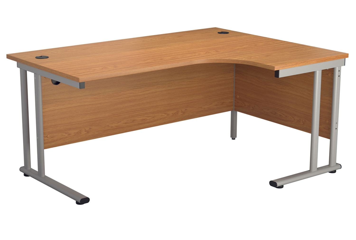 Impulse Right Hand Ergonomic Office Desk, 160wx120/80dx73h (cm), Silver Frame, Nova Oak