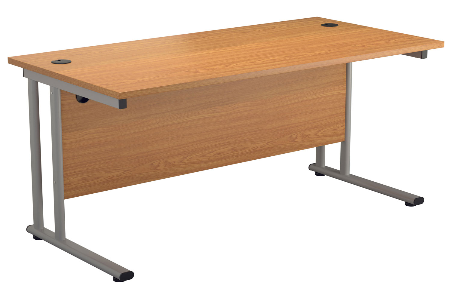Impulse Rectangular Office Desk, 160wx80dx73h (cm), Silver Frame, Nova Oak