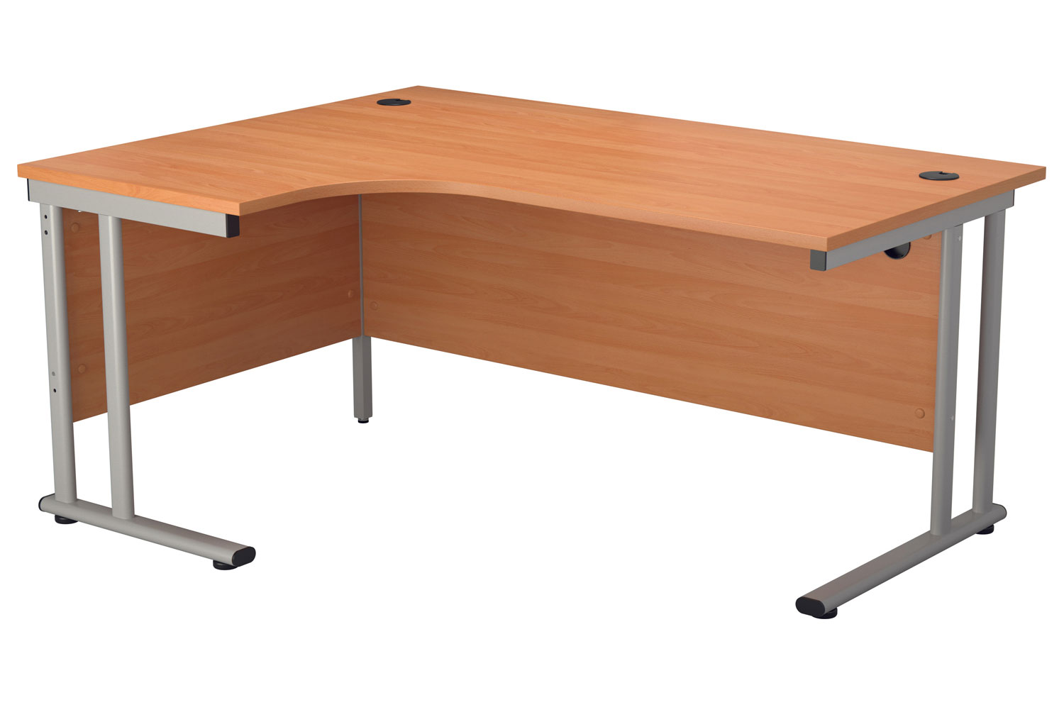 Impulse Left Hand Ergonomic Office Desk, 180wx120/80dx73h (cm), Silver Frame, Warm Beech, Express Delivery