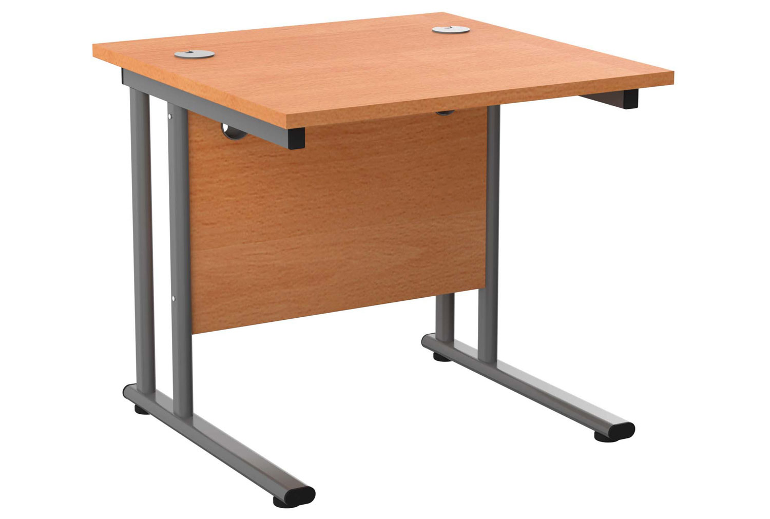 Impulse Rectangular Office Desk, 80wx80dx73h (cm), Silver Frame, Warm Beech
