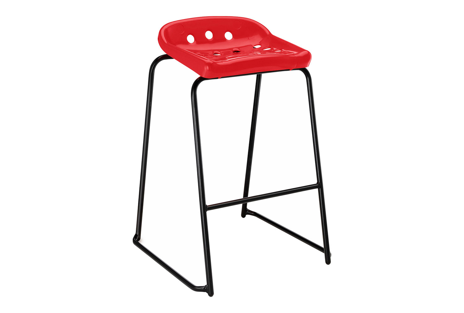 Qty 8 - Hille Pepperpot Classroom Stool, 61h (cm), Grey Frame, Red