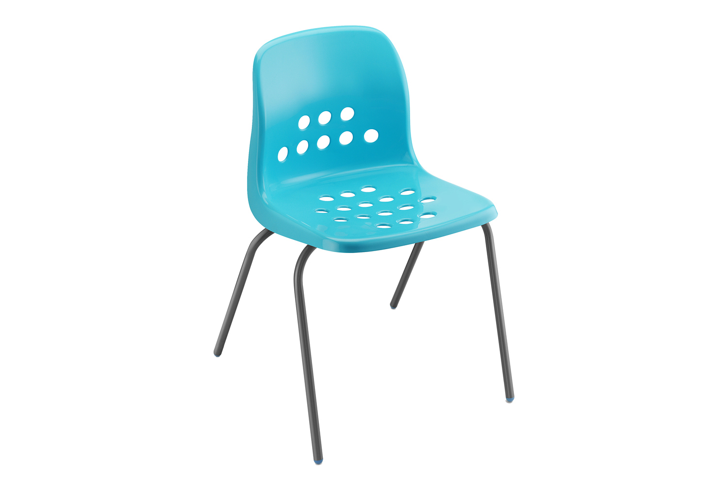 Qty 8 - Hille Pepperpot Classroom Chair, 14+ Years - 40wx41dx46h (cm), Black Frame, Blue
