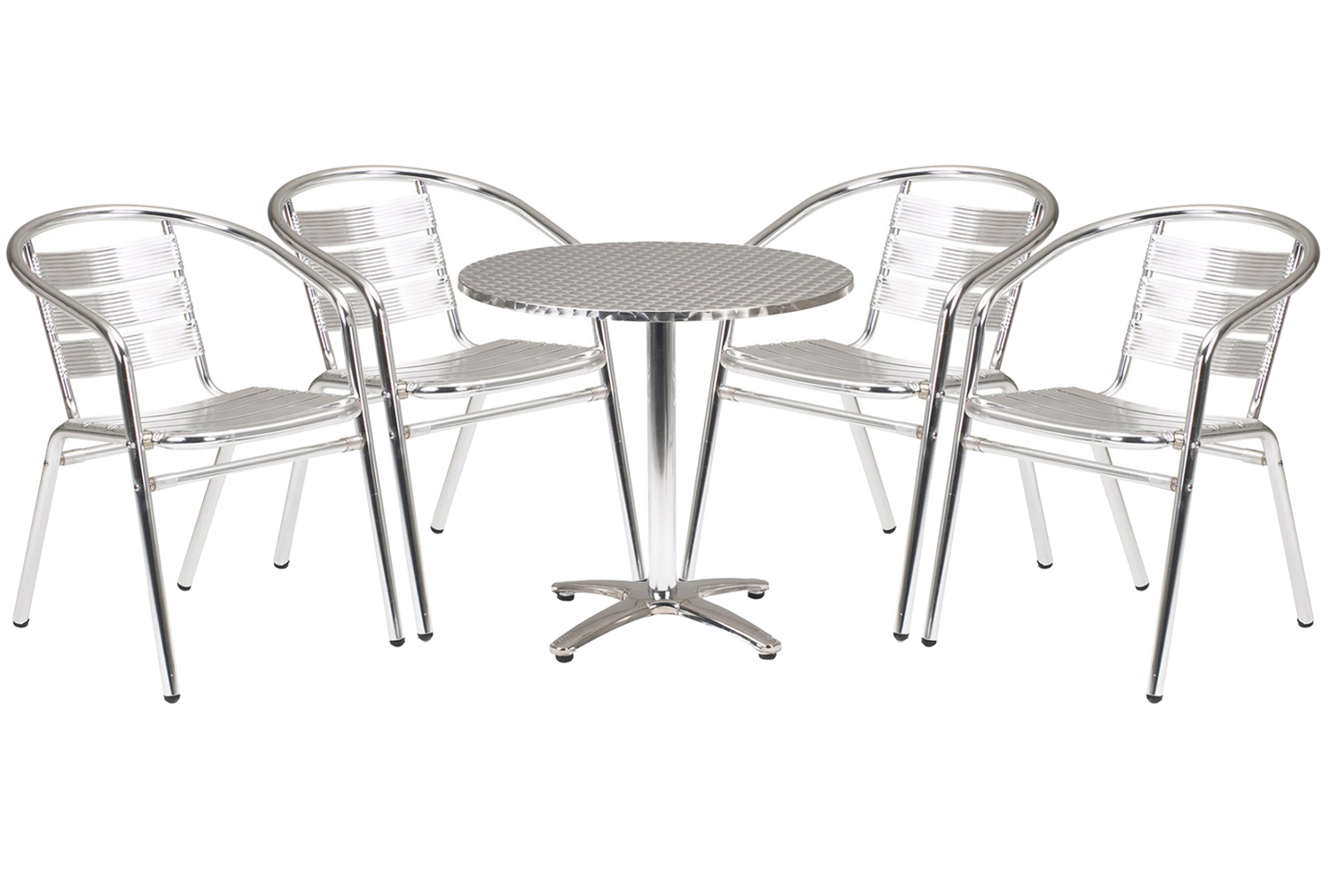 Rio Aluminium Circular Table And 4 Armchairs