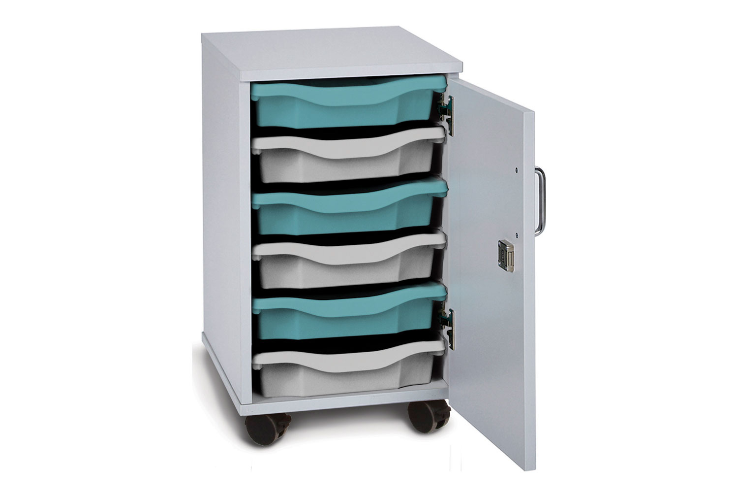 Pearl 6 Shallow Tray Mobile Storage Unit With Doors