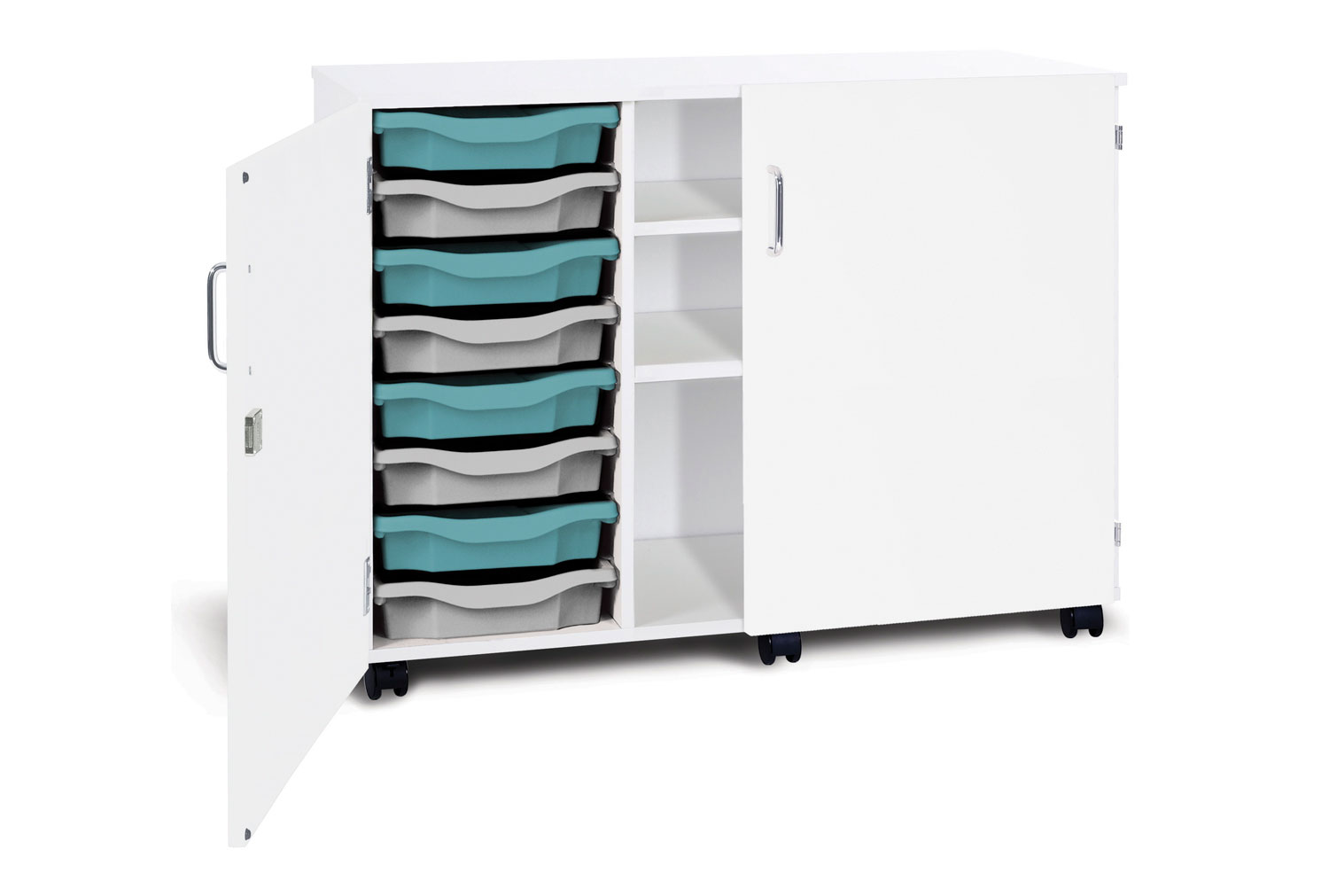 Pearl Mobile Combination Unit With 8 Shallow Trays & 2 Adjustable Shelves