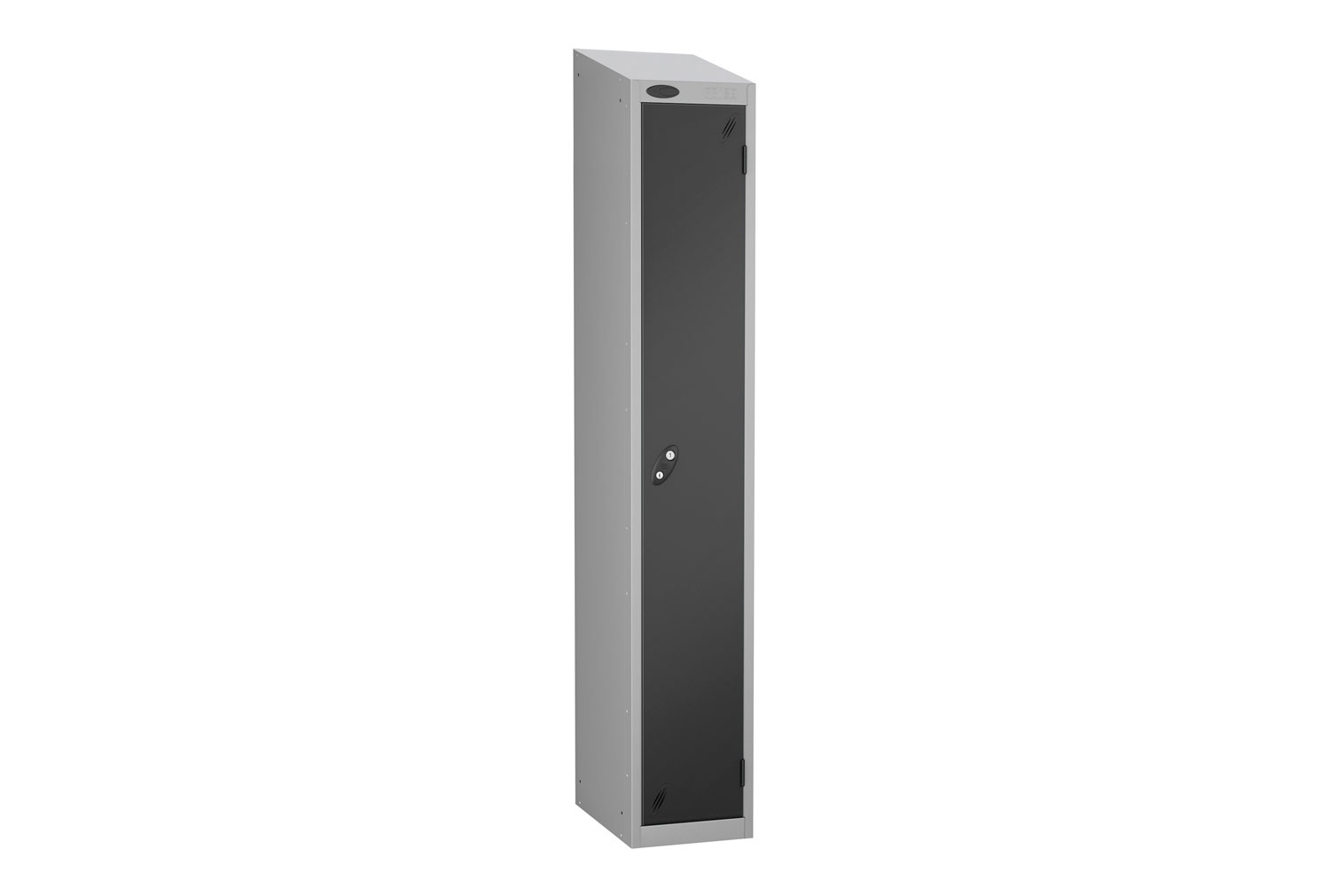Probe Everyday 1 Door Locker With Sloping Top, 38wx46dx193h (cm), Hasp Lock, Silver Body, Black