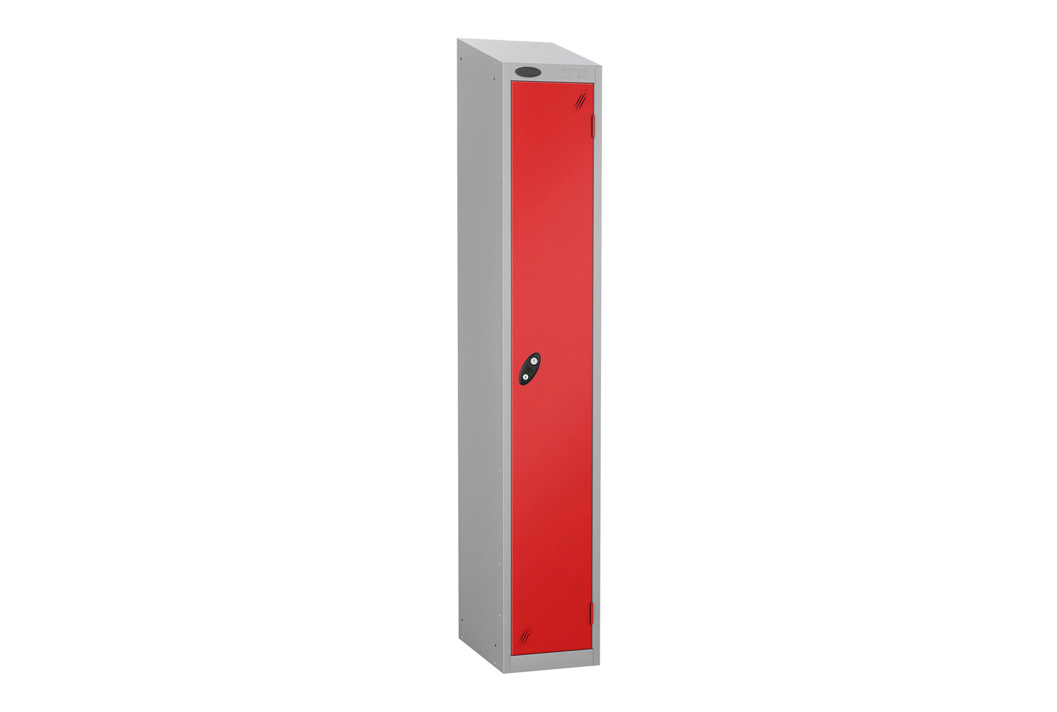 Probe Everyday 1 Door Locker With Sloping Top, 31wx31dx193h (cm), Cam Lock, Silver Body, Red