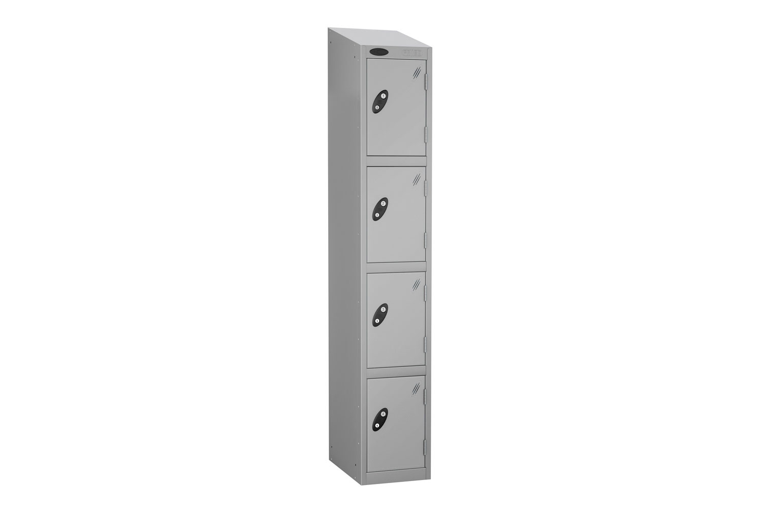 Probe Everyday 4 Door Locker With Sloping Top, 31wx46dx193h (cm), Hasp Lock, Silver Body, Silver