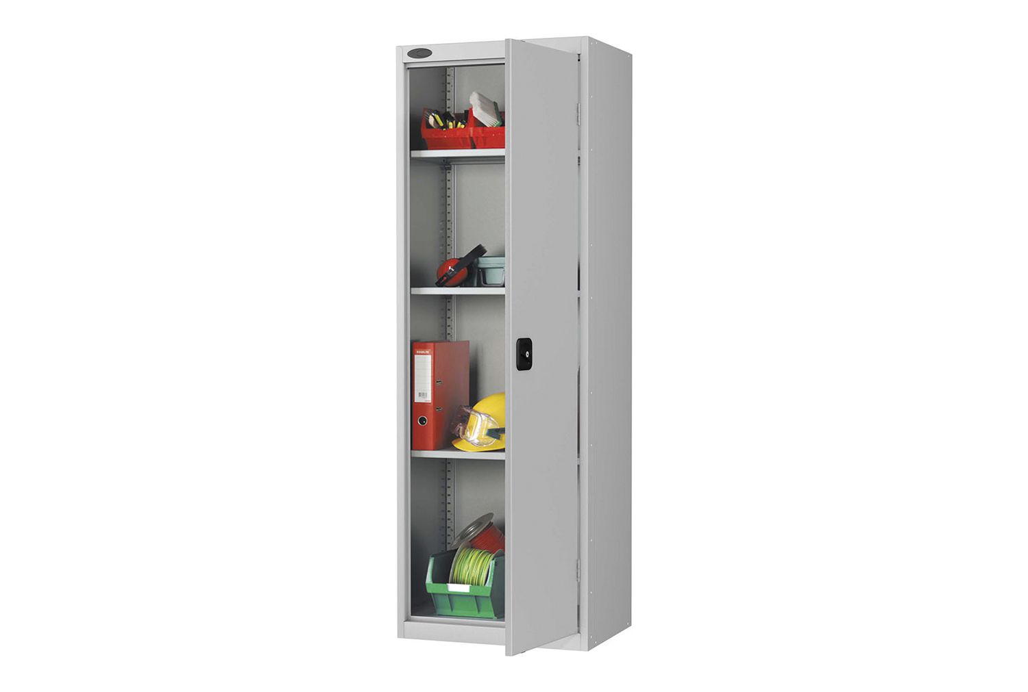 Probe Commercial Slim Standard Office Cupboards (65kg UDL), Cam Lock, Silver Body, Grey