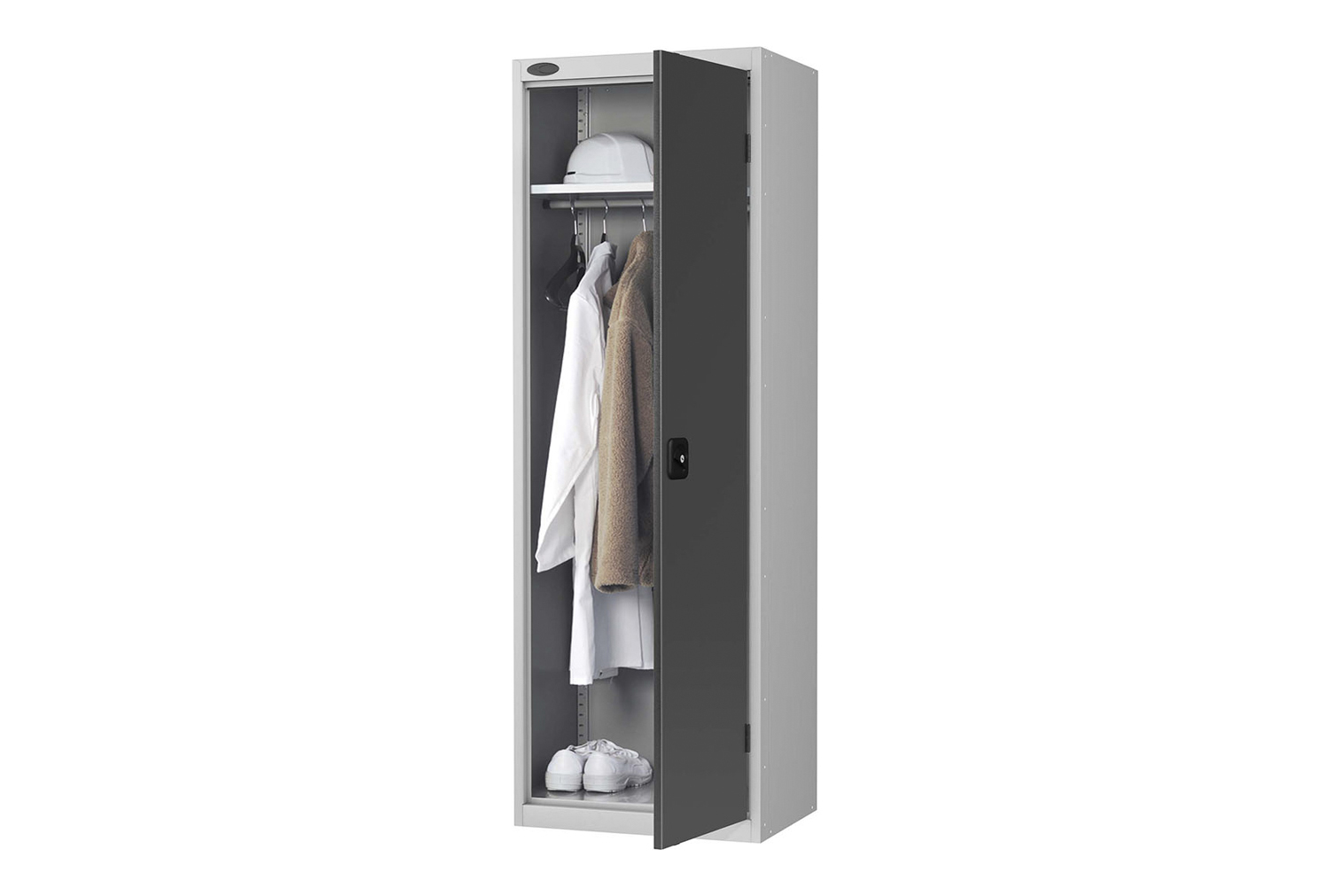 Probe Commercial Slim Wardrobe Office Cupboard (65kg UDL), Silver Body, Blue
