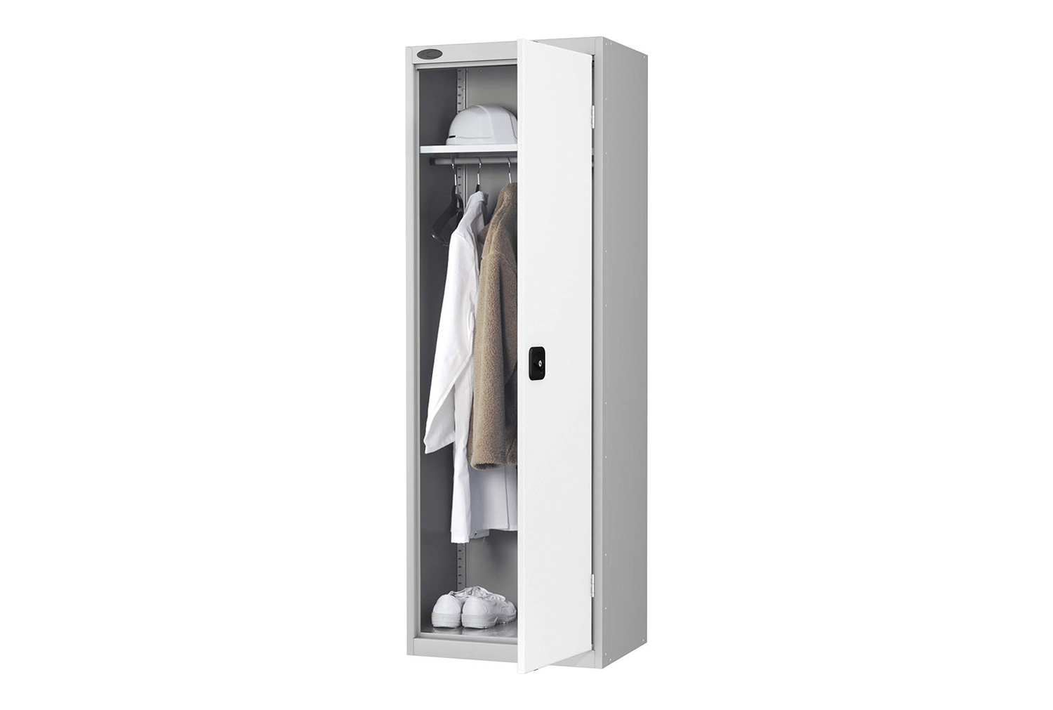 Probe Industrial Slim Wardrobe Office Cupboards (85kg UDL), White Body, Blue