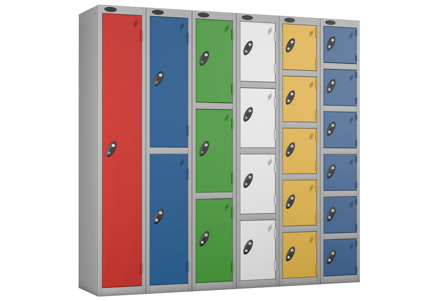 Probe Everyday Lockers, 3 Doors, 31wx46dx178h (cm), Hasp Lock, Blue Doors
