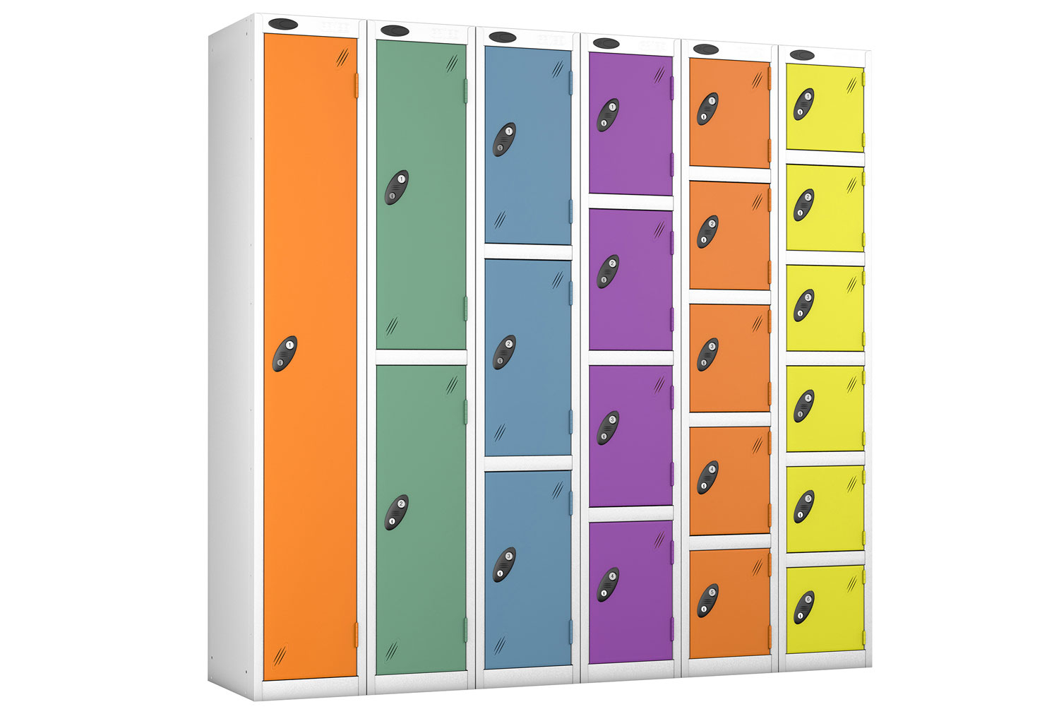 Probe Autumn Colour Lockers With White Body, 2 Doors, 31wx46dx178h (cm), Cam Lock, White Body, Jade Doors