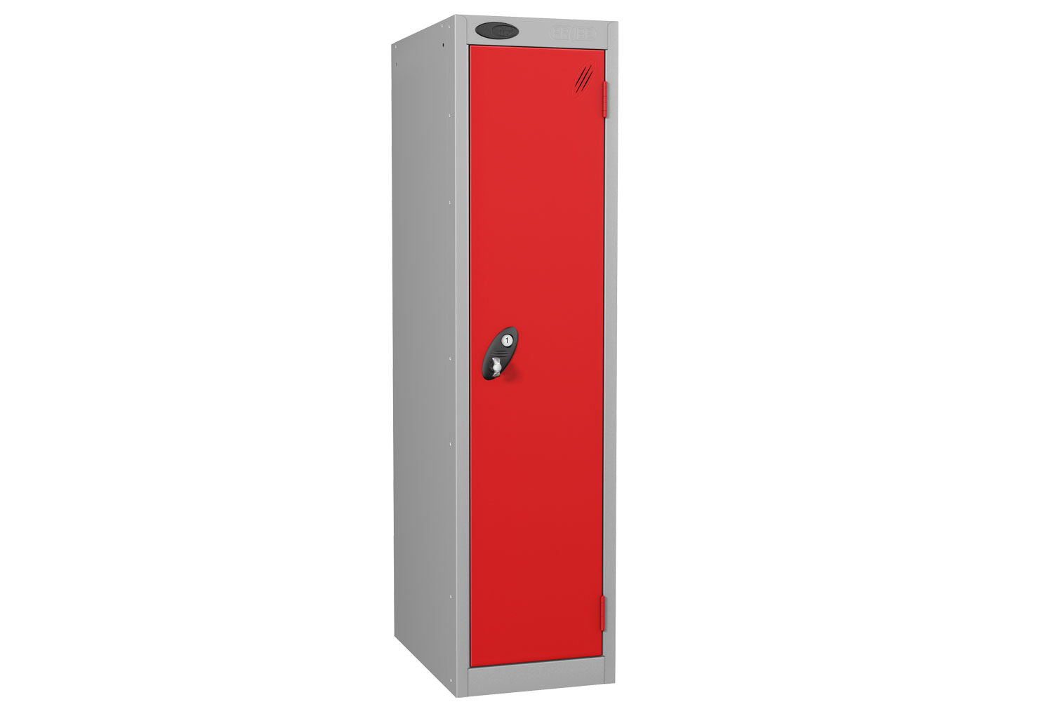 Probe Low 1 Door Locker, 31wx46dx121h (cm), Cam Lock, Silver Body, Red
