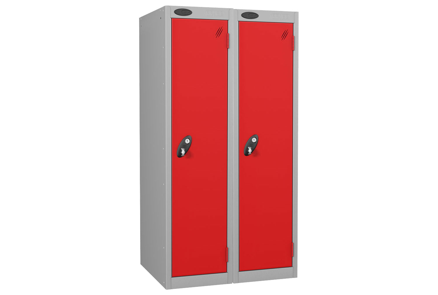 Probe Low Door Locker Nest Of 2, 1 Door, 31wx46dx121h (cm), Cam Lock, Silver Body, Red