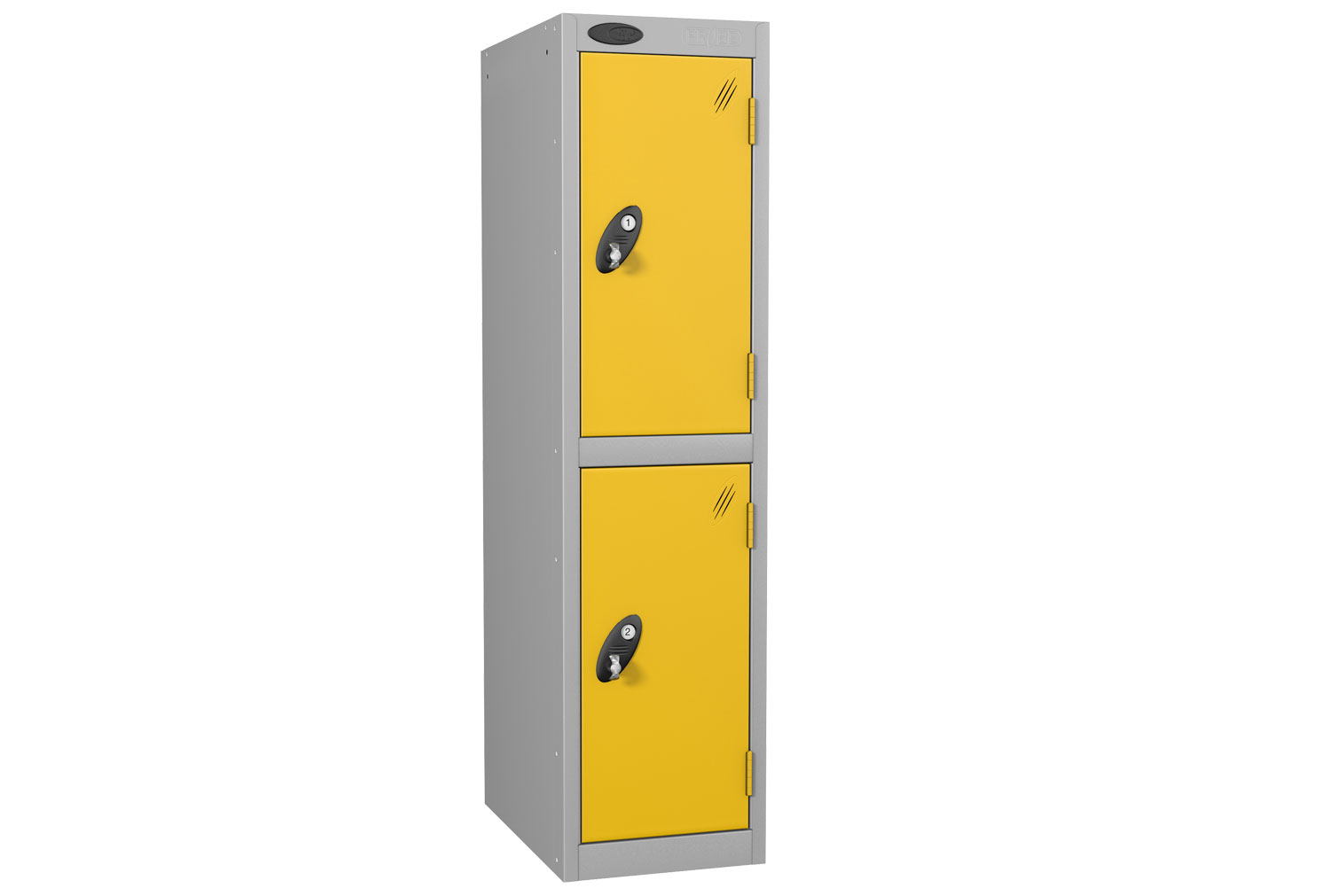 Probe Low 2 Door Locker, 31wx46dx121h (cm), Cam Lock, White Body, Yellow
