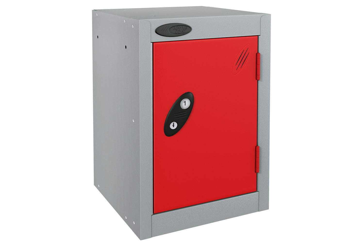 Probe Quarto Lockers, 31wx31dx48h (cm), Radial Pin, Silver Body, Red