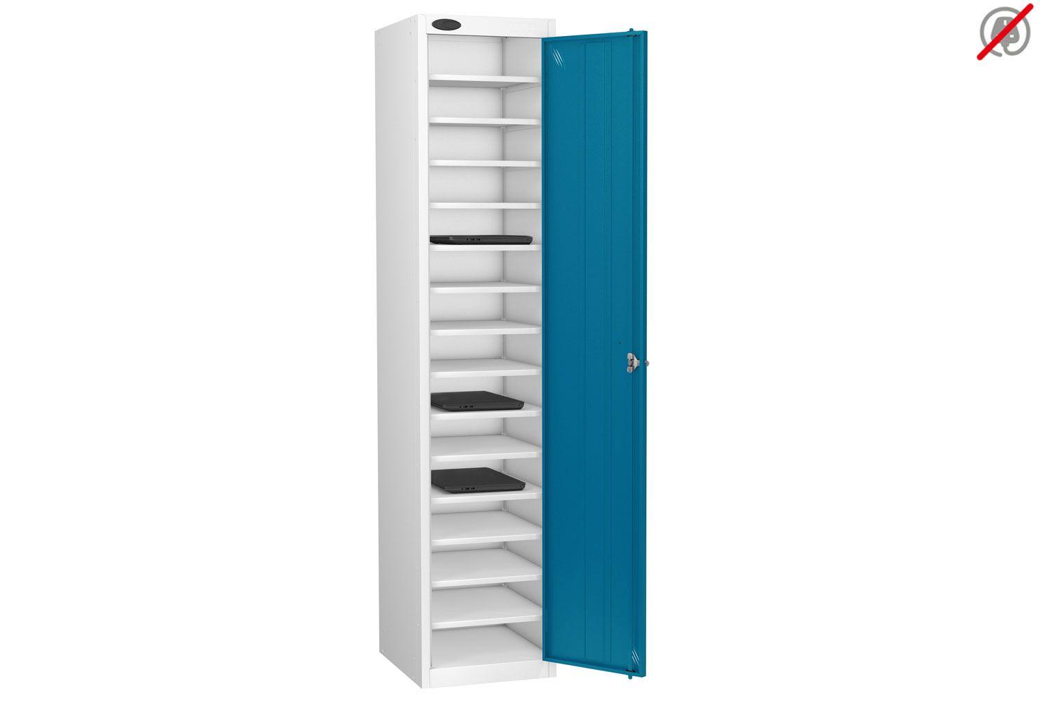 Probe Laptop Storage Lockers, 1 Door - 15 Compartments - 178h (cm), Mechanical Combination Lock, Blue