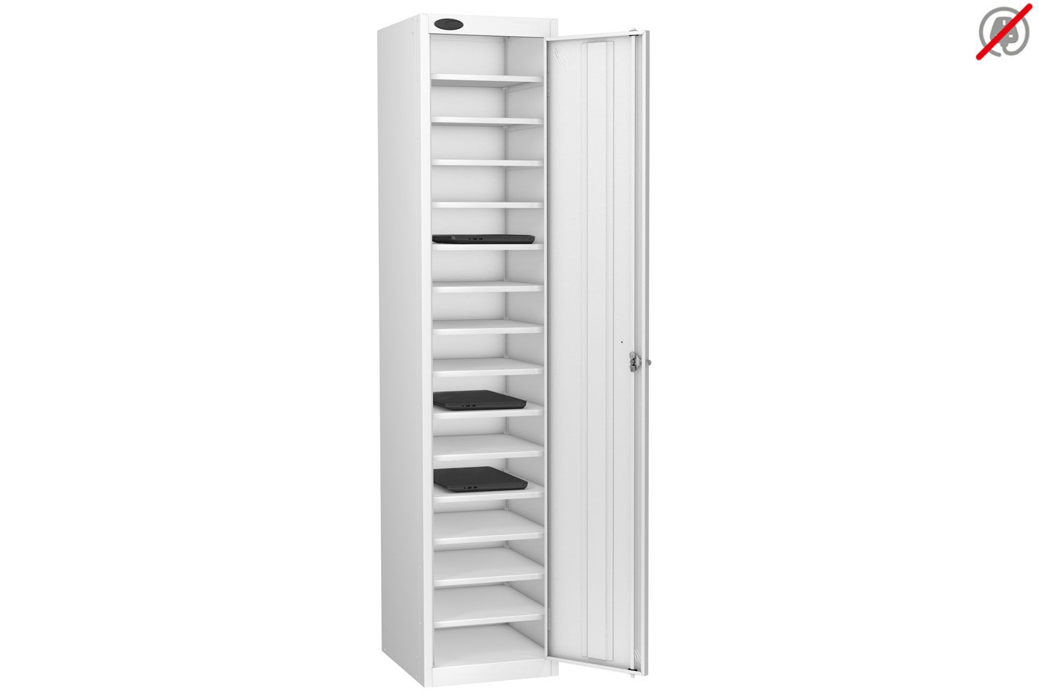 Probe Laptop Storage Lockers, 1 Door - 15 Compartments - 178h (cm), Hasp Lock, White