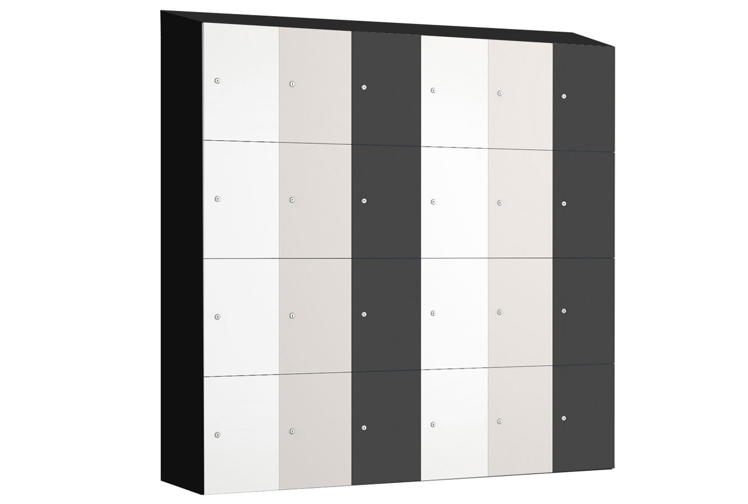 Probe BuzzBox MFC Satin Laminate Sloping Top Locker With Black Body, 4 Door, 31wx48dx178h (cm), Cam Lock, Grey