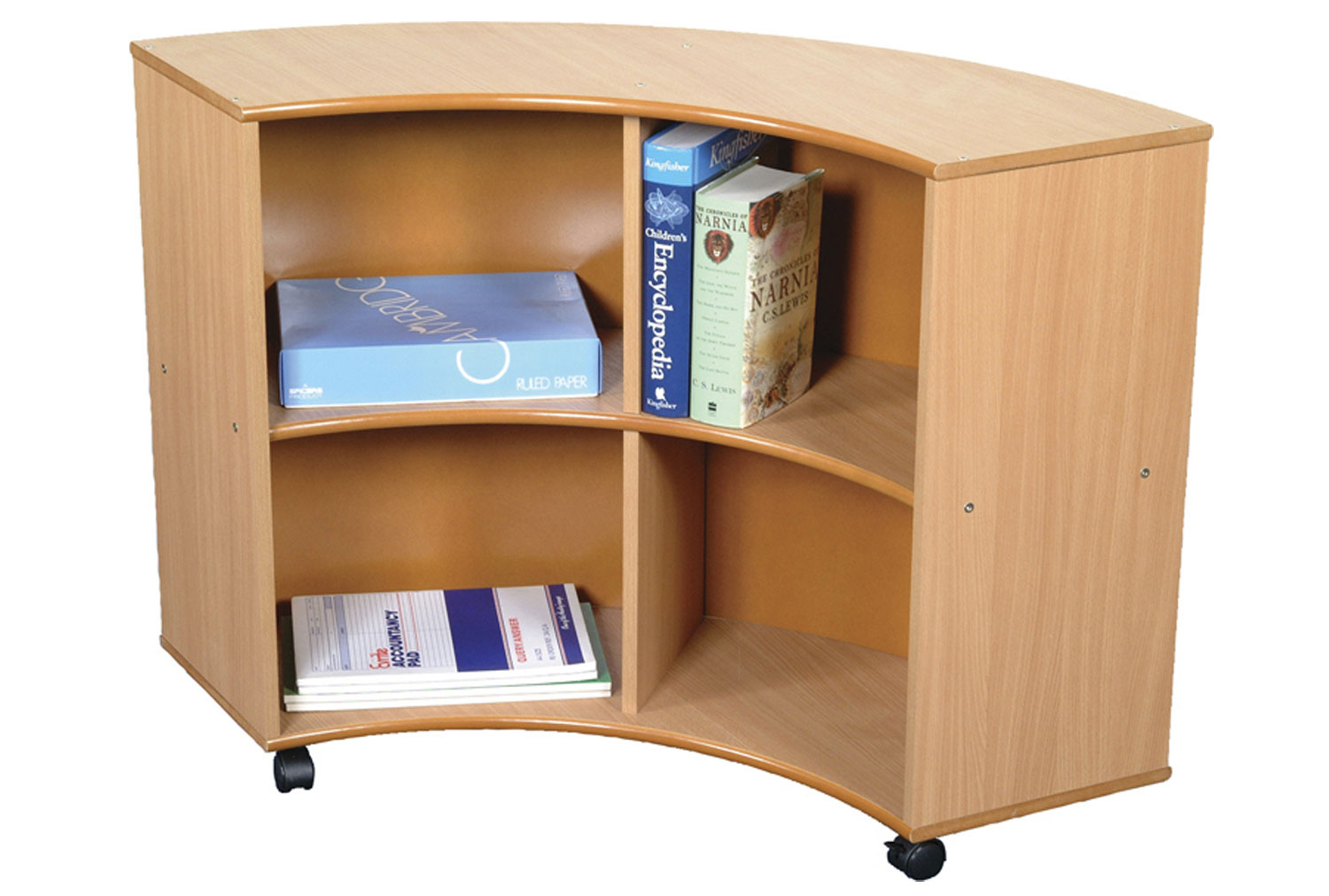 Early Years Mobile Curve Out Book Storage Unit, Beech