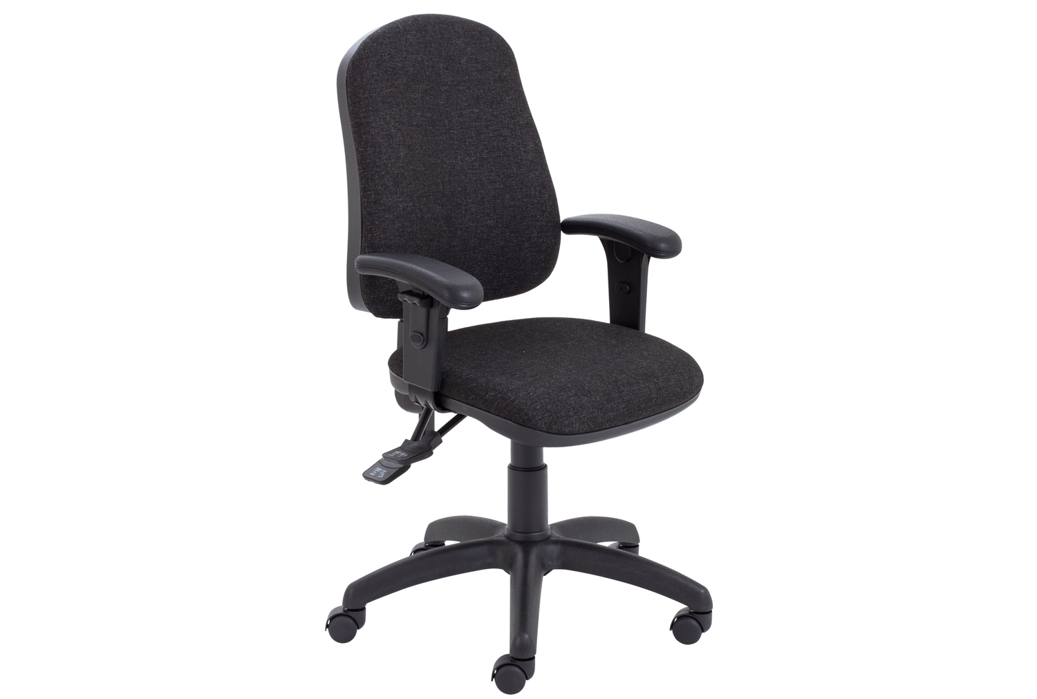 Serene 3 Lever Syncro Operator Office Chair, With Adjustable Arms, Charcoal, Express Delivery